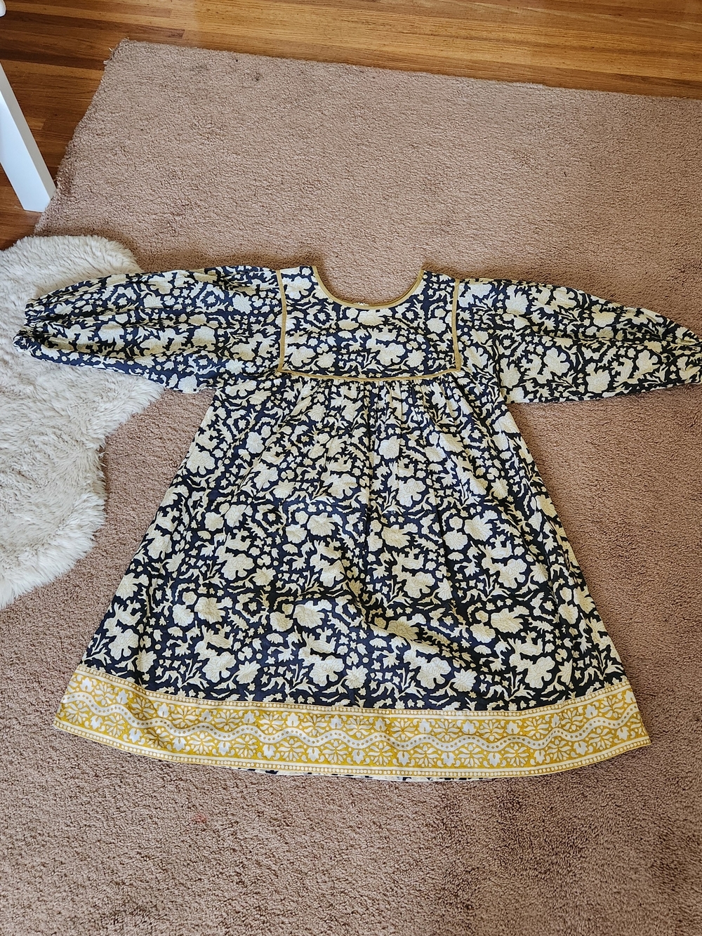 Anthropologie SZ Blockprints Floral Babydoll Mini Dress Prairie Boho Western M